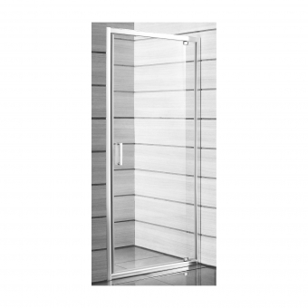 Dušo durys Jika LYRA PLUS 900x5x1900 mm, kairinės/dešininės, matinės juostelės, balto profilio 